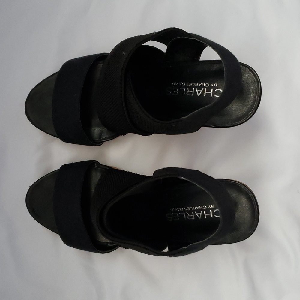 Black criss cross strap Charles David Sandals